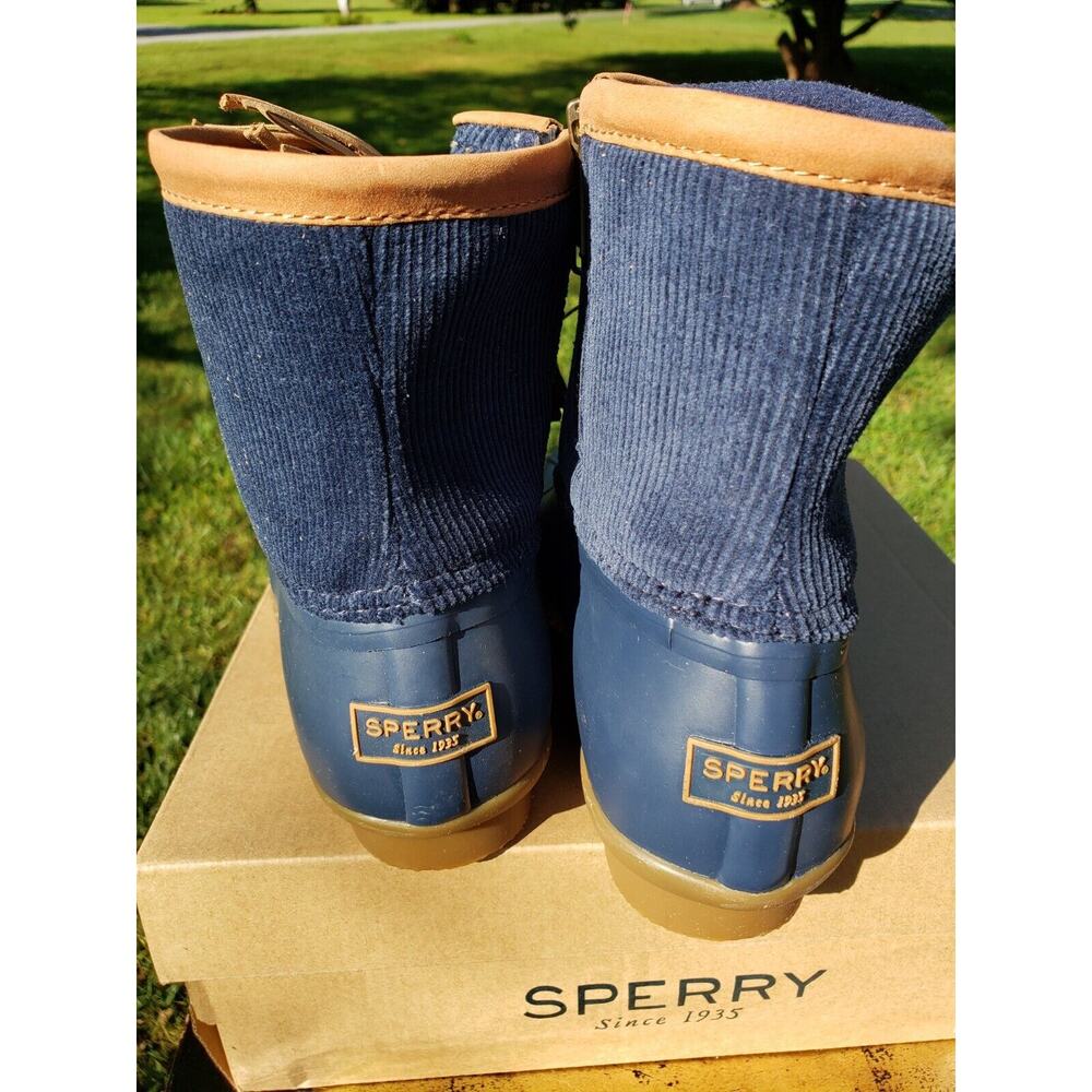 New Sperry Saltwater Tassel Corduroy Booties 6.5 Navy Blue - Picture 3 of 10